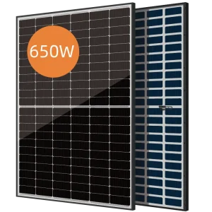 Vista frontal del panel solar 650W ZNSHINE bifacial